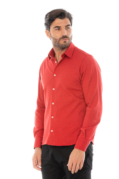 camicia uomo jersey rossa slim fit vibenfactorystore