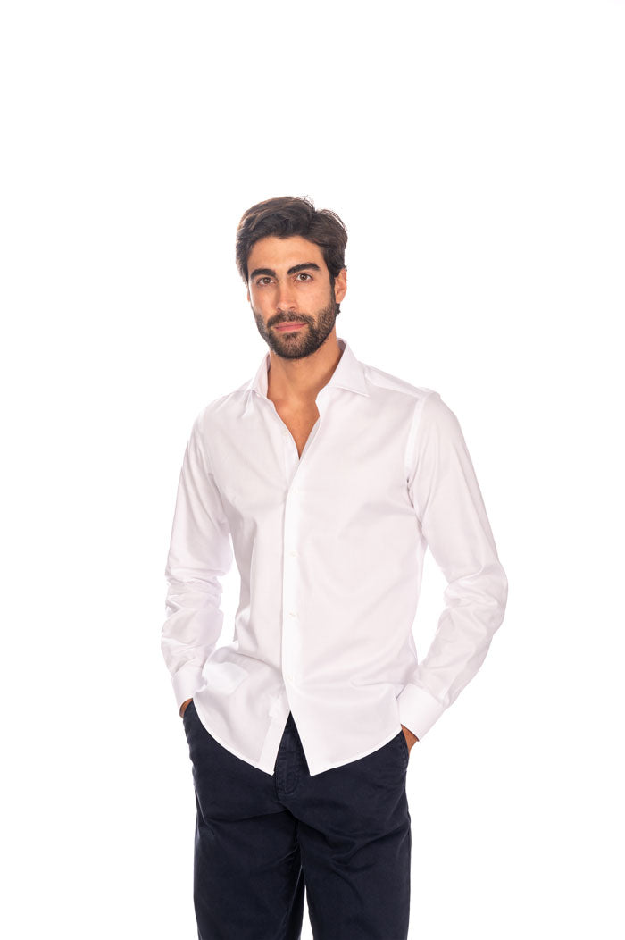 camicia uomo bianca nido d'ape elegante extra slim – vibenfactorystore